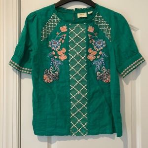 EUC Maeve for Anthropologie Embroidered Shirt size 10